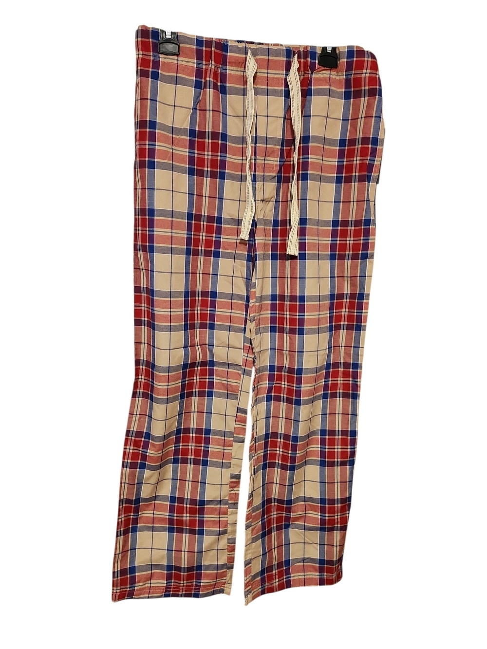 Men's Plaid Drawstring Joggers - Red, Beige & Blue
